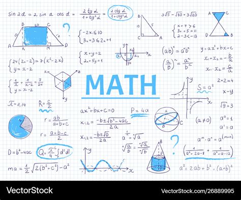 Doodle math algebra and geometry school equation Vector Image