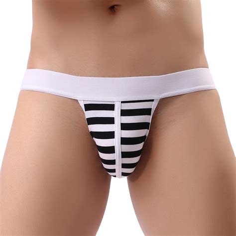 Uocefik Man Thong Underwear Comfortable Striped G String Jockstrap