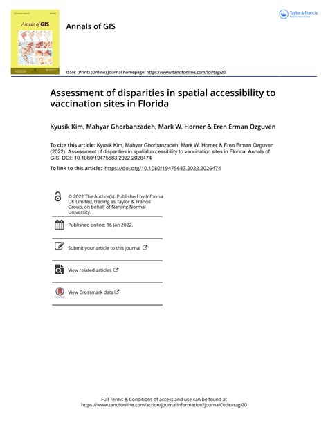 PDF Assessment Of Disparities In Spatial Accessibility To Vaccination