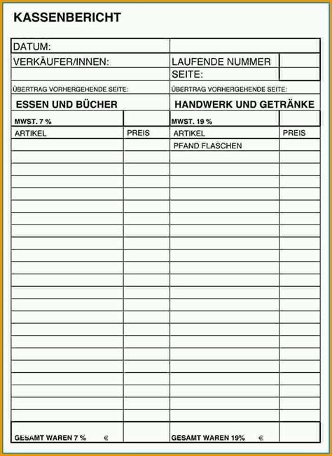 Am Beliebtesten Kassenbuch Zum Drucken Voralge Muster Kassenbericht