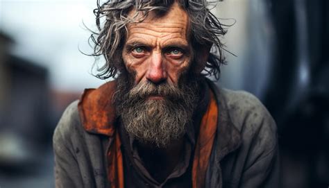 Premium AI Image | homeless person emotional editorial portrait photography