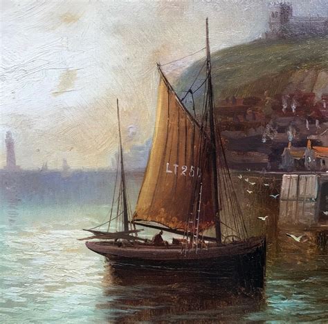 Walter Linsley Meegan Signed Original Oil Painting Whitby Harbour With