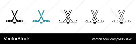 Hockey Sticks Icon Set In Black And Blue Colors Vector Image