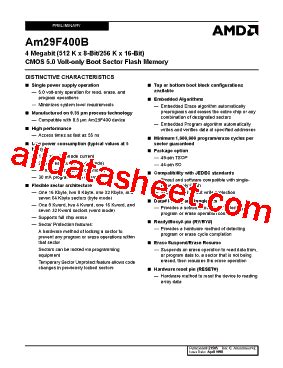 AM29F400B Datasheet PDF Advanced Micro Devices