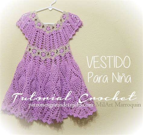 Vestido Para Ni A Al Crochet Con Motivo De Pi As Y Flores Tutorial