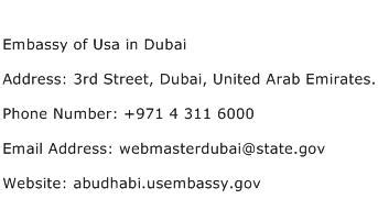 Embassy of Usa in Dubai Address, Contact Number of Embassy of Usa in Dubai