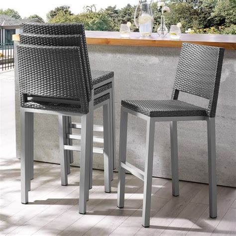 Plymouth Patio Aluminum Inch Outdoor Wicker Bar Stools Set Of By