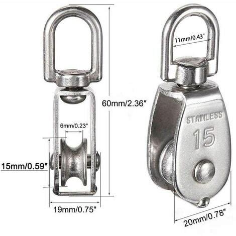 M15 Poulie Simple En Acier Inoxydable 304 15MM Seul Poulies Bloc