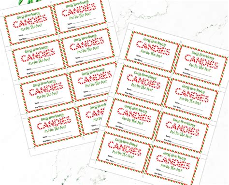 Christmas Candy Guessing Game Printable How Many Candies Are | Etsy