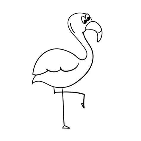 Premium Vector Simple Flamingo Outline Vector Cartoon Flamingo