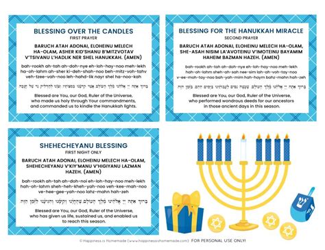 Hanukkah Blessings: Printable Hanukkah Prayer Cards - Happiness is Homemade