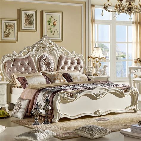 European Royal Style Queen King Size Beds 1.8 meter Double Bed Solid ...