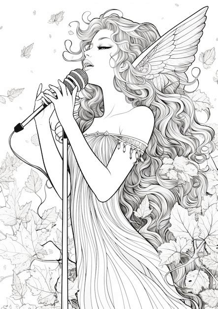 Premium Photo A Black And White Drawing Of A Woman Singing Into A