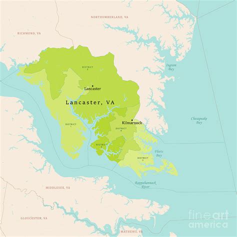 VA Lancaster County Vector Map Green Digital Art by Frank Ramspott | Pixels