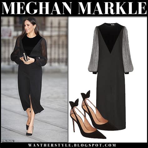 Meghan Markle In Black Midi Dress And Black Pumps In London On September 25