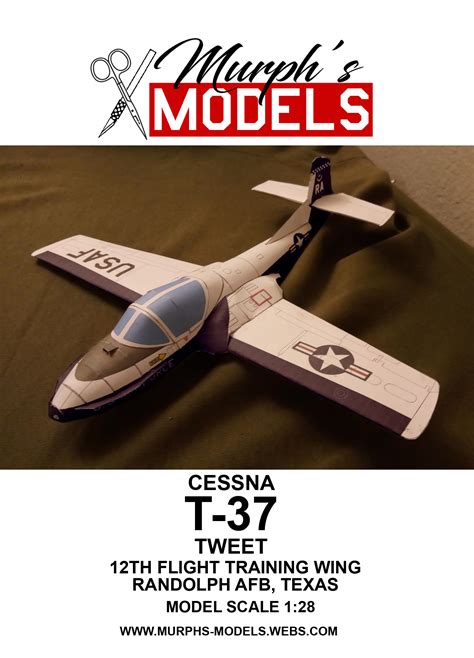 1/28 Cessna T-37 Tweet Randolph AFB Paper Model - EcardModels