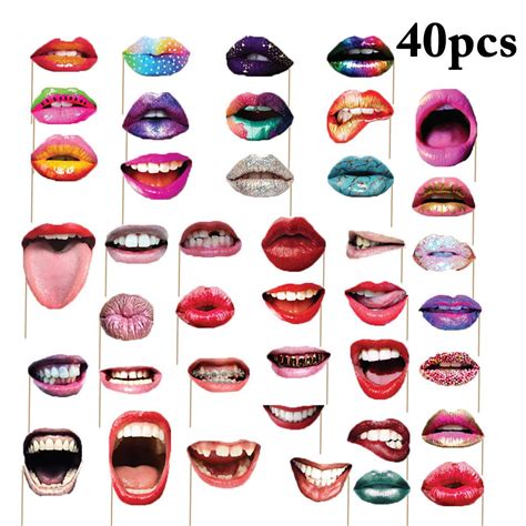 Party Photo Booth Props Coxeer 40pcs Funny Mouth Lips Photo Booth Prop