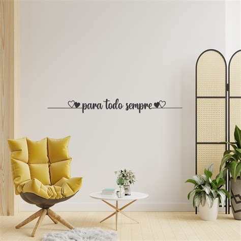 Quadro Decorativo Frase Para Todo Sempre 3M Em MDF Vazado De 3mm Preto