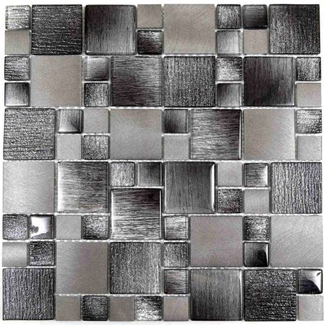 Mosaic Tiles Sheet Prato Black Metal And Glass Squares 30cm X 30cm Total Look Tiles