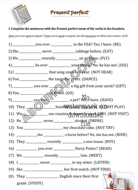 Present Perfect Simple Exercise 1 Present Perfect Exe - vrogue.co