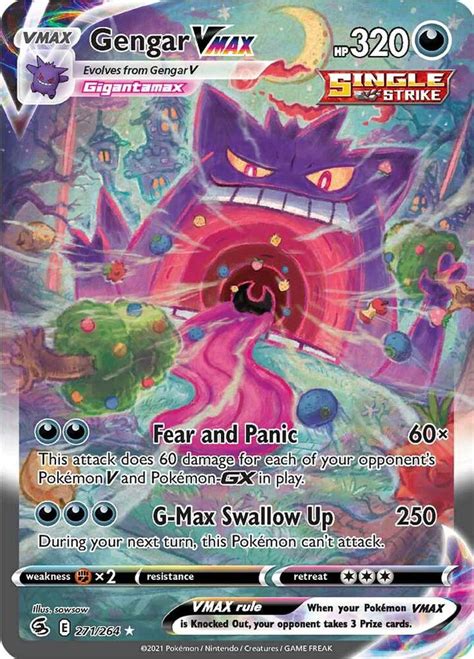 Gengar Vmax Alternate Art Secret Swsh Fusion Strike Pokemon