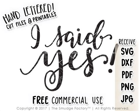 Engagement SVG I Said Yes SVG Wedding SVG Vector Hand Etsy