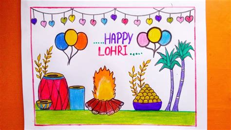 How To Lohri Drawing Lohri Drawing Easy Easy Lohri Drawing Step