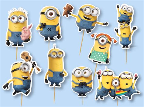 Minion Cupcake Topper 9 Cupcake Toppers Etsy