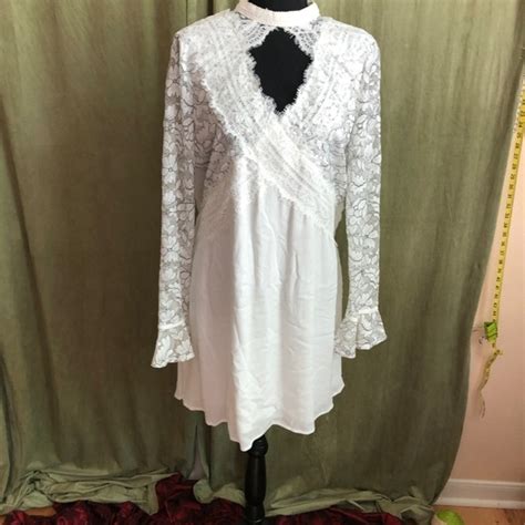 Tassels N Lace Tops Tassels N Lace Floral Lace Cutout Tunic Dress