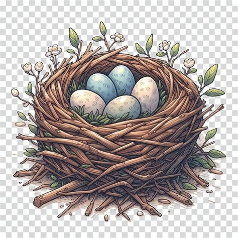 Premium PSD Handrawn Cartoon Bird Nest Transparent Background