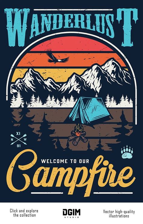 Vintage Camping Designs Retro Poster Vintage Camping Vintage Posters