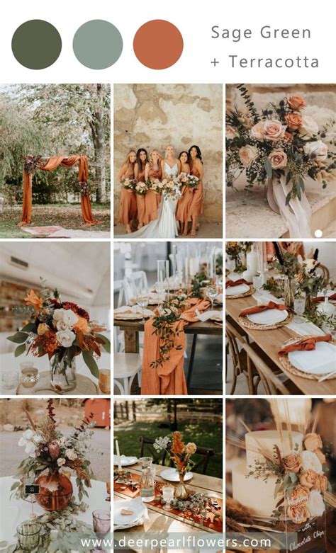 An Orange And Green Wedding Color Scheme With Peachs Greenery And