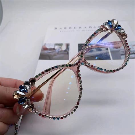 Hand Made Bling Rhinestone Cat Eye Glasses Frames Womens Party Eyeglass