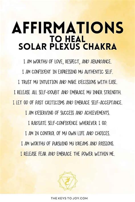 180 Affirmations For Solar Plexus Chakra Confidence Boost