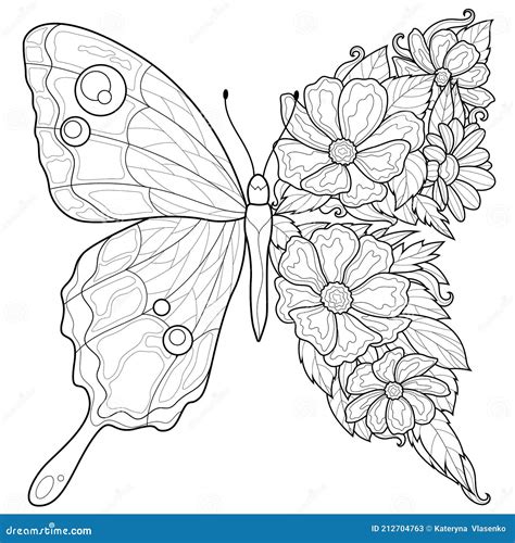 Mariposa Y Flores Libro De Colorear Antiestrés Para Niños Y Adultos