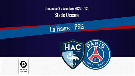 Match Le Havre PSG horaire chaîne TV commentateurs et rediffusion