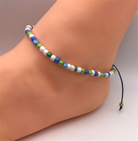 Seed Bead Anklet Multicololoured Ankle Bracelet Festival Etsy