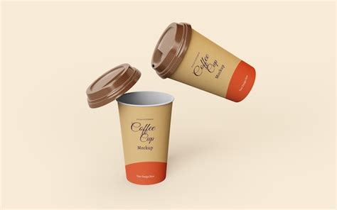 Premium PSD Beautiful Take Away Paper Coffee Cups Mockup