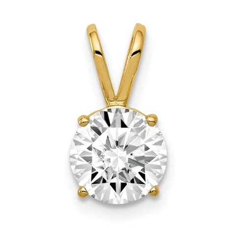 14k 14kt Yellow Gold 7mm Cubic Zirconia Pendant 13 Mm X 8 Mm Ebay