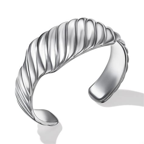 David Yurman Sculpted Cable Contour Cuff Bracelet In Sterling Silver