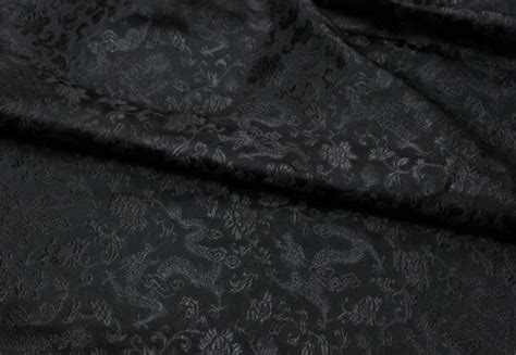 Black Brocade Fabric Jacquard Fabric Dragon Style Brocade Etsy