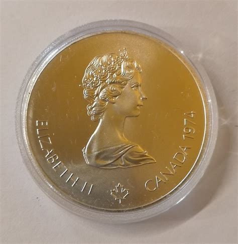 5 dollars en argent Élisabeth II Olympiades de Montréal Anneau 1974