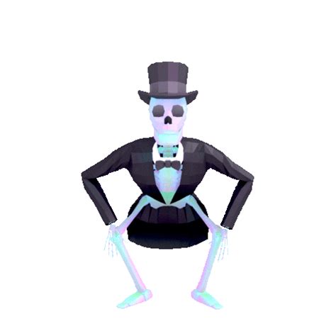 An Animated Skeleton Wearing A Top Hat And Bow Tie With His Hands On