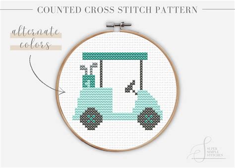 Golf Cart Easy Cross Stitch Pattern Counted Cross Stitch Etsy