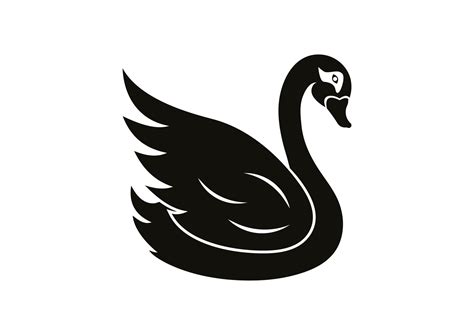 Black Swan Clipart Vector Flat Design Isolated On White Background