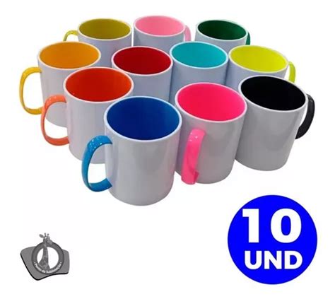 Caneca Pol Mero Sublima O Interna E Al A Colorida Kit Un