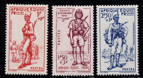 French Equatorial Africa AEF Scott B8A B8C MH 1941 Vichy Stamp Set