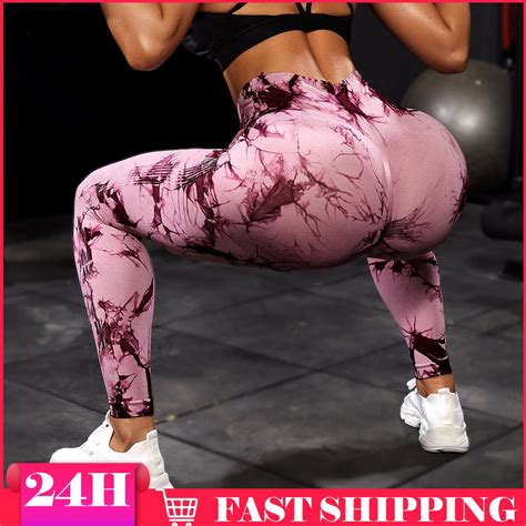 Mulheres tie dye esportes leggings sem costura calças de fitness yoga