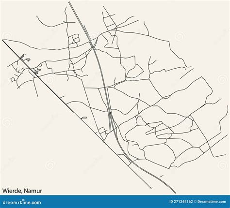 Street Roads Map Of The WIERDE DISTRICT NAMUR Stock Vector