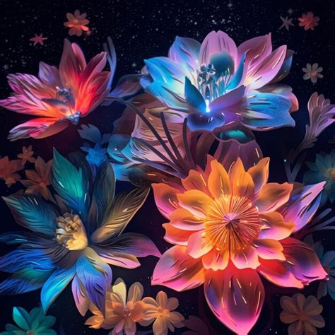 Premium Ai Image Brightly Colored Flowers Are Arranged In A Dark Room